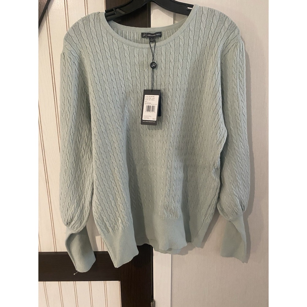 Adrianna Papell Women’sSeafoam Green Puff Sleeve Wide Cuff Beige Sweater Size L